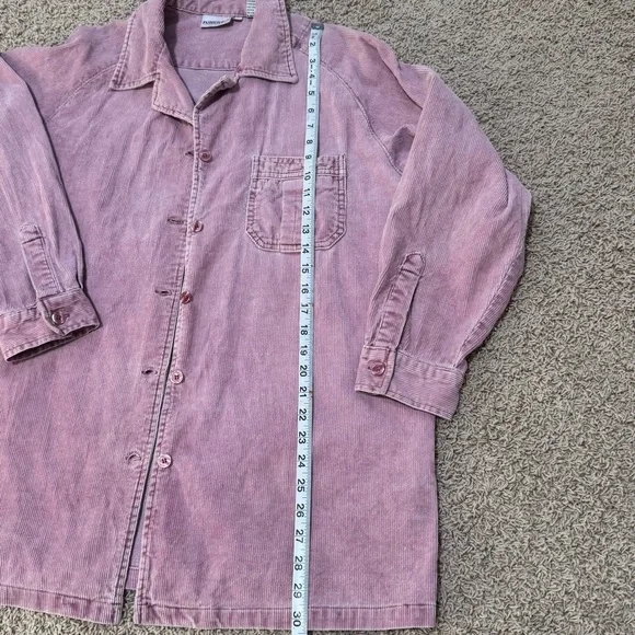 Vintage 90s Pink Corduroy Shacket Distressed Soft Grunge Oversized XL - Picture 11 of 16